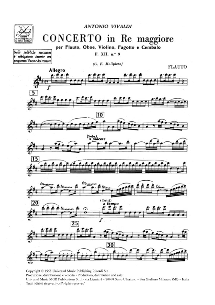 Concerti Per Strumenti Diversi E B.C.: In Re Per